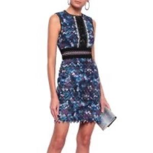 Saloni Floral Blue sleeveless Chevron Dress 2 (0)